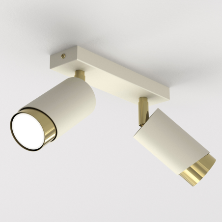 LAMPA SUFITOWA BEŻOWA PLAFON KOŁO TUBY ZŁOTY GU10 LED SPOT BEVEL