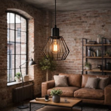 NOWOCZESNA LAMPA SUFITOWA WISZĄCA DIAMENT LOFT DRUCIAK E27 LED