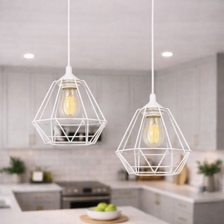 NOWOCZESNA LAMPA SUFITOWA WISZĄCA DIAMENT LOFT DRUCIAK E27 LED