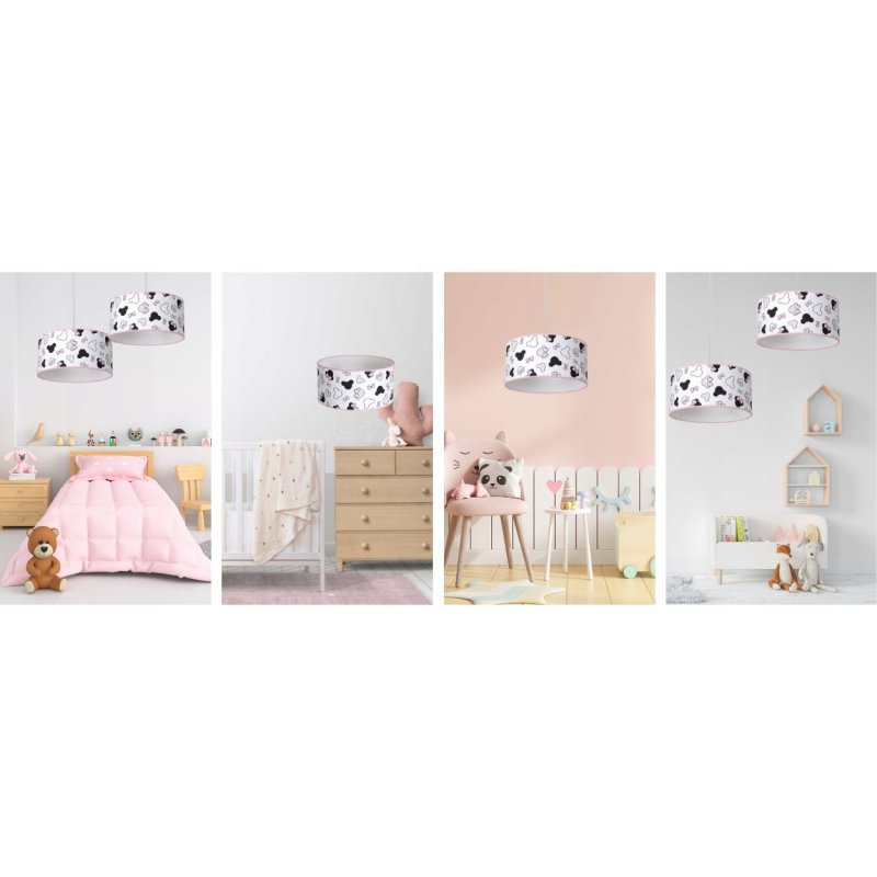 DZIECIĘCA LAMPA WISZĄCA ABAŻUR MYSZKA 30 CM LISTWA