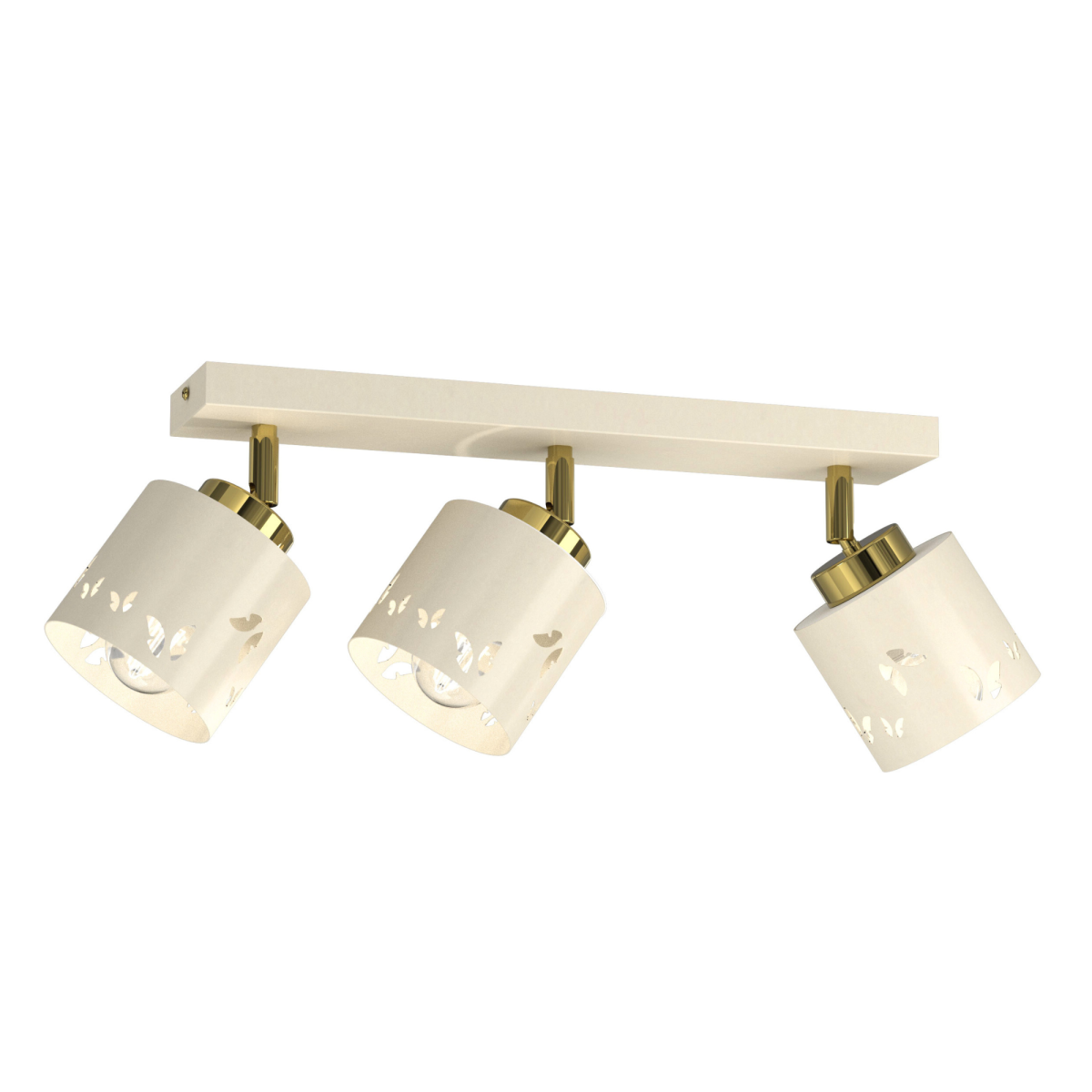 Beżowa lampa dziecięca motylki regulowana 3-pkt listwa gold