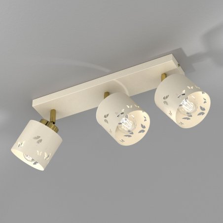 Beżowa lampa dziecięca motylki regulowana 3-pkt listwa gold