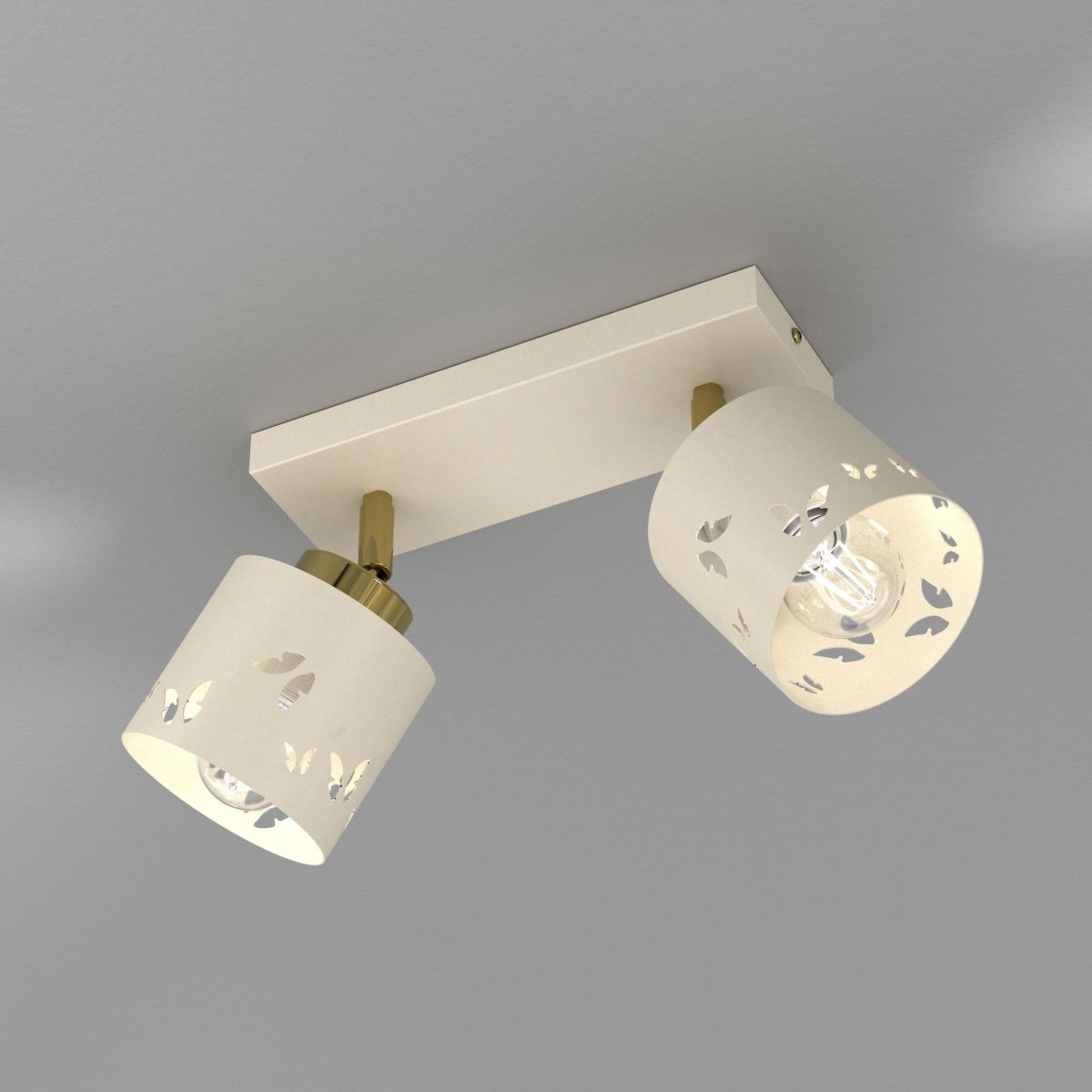 kopia Beżowa lampa dziecięca motylki regulowana 2-pkt listwa gold