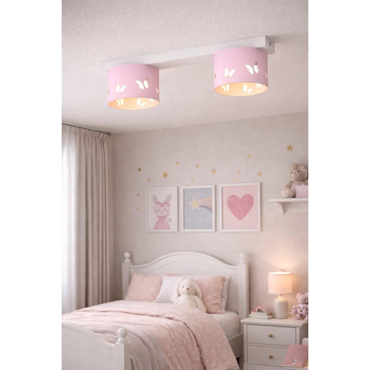 DZIECIĘCA LAMPA PLAFON SUFITOWY ŻYRANDOL LED GX53 MOTYL DLA DZIEWCZYNKI