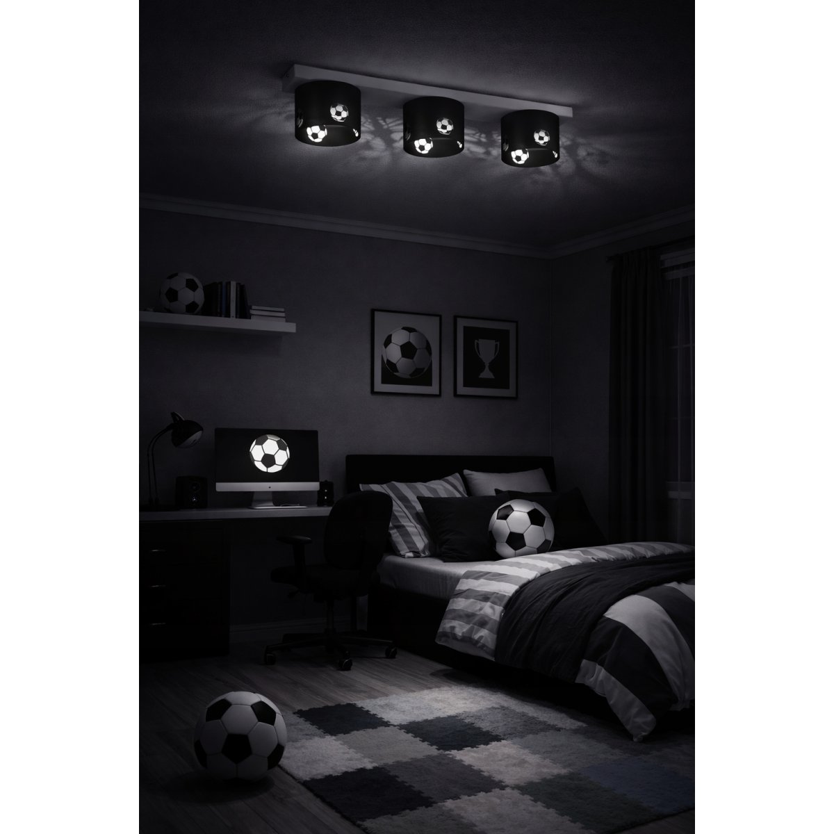 CHŁOPIĘCA LAMPA PLAFON SUFITOWY ŻYRANDOL LED GX53 PIŁKA NOŻNA CHŁOPCY