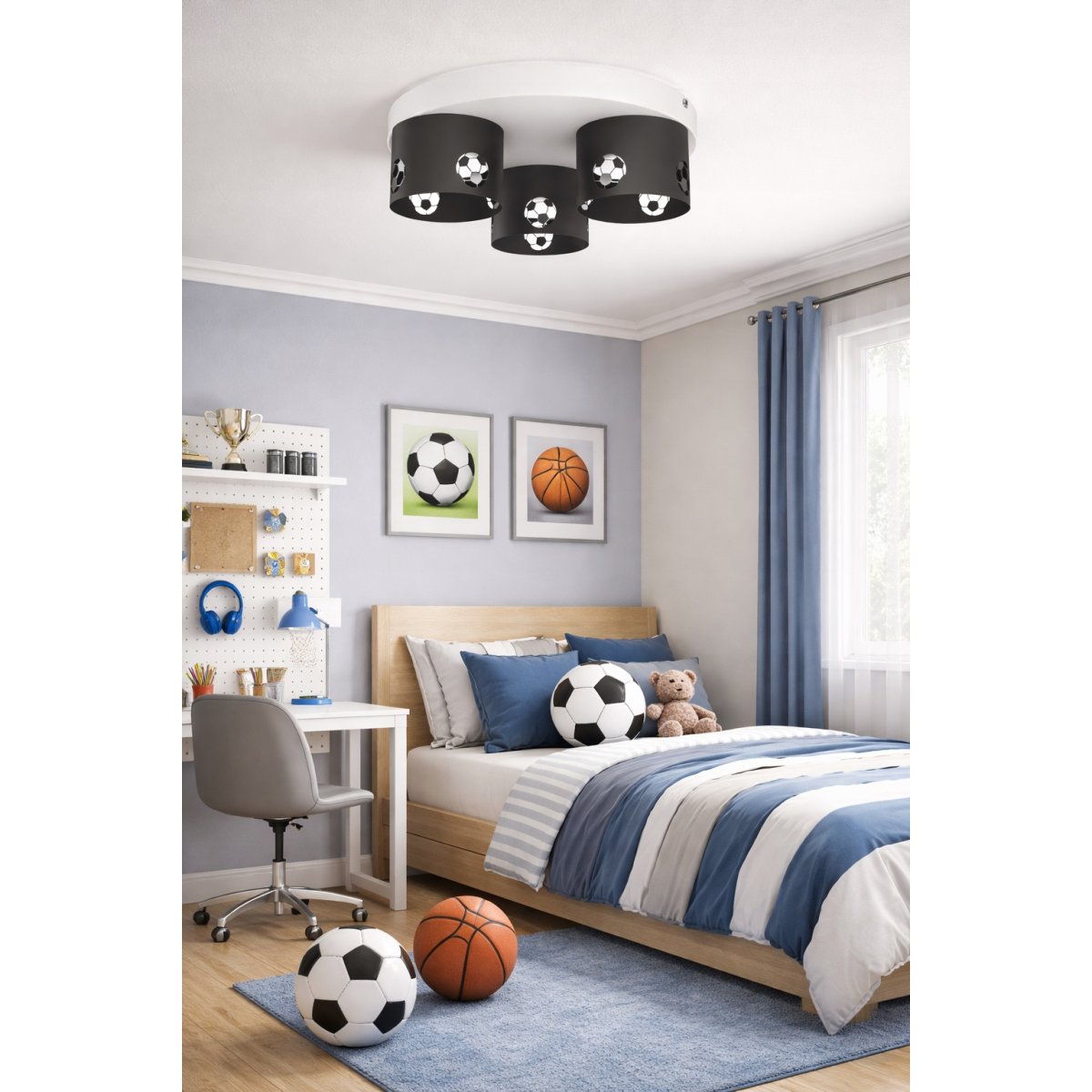 CHŁOPIĘCA LAMPA PLAFON SUFITOWY ŻYRANDOL LED GX53 PIŁKA NOŻNA CHŁOPCY
