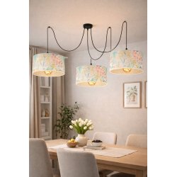 SUFITOWA LAMPA WISZĄCA SPIDER LED E27 ABAŻUR KASZMIR POLSKA 30 CM