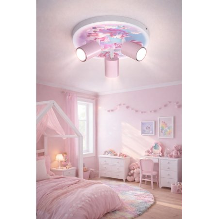 DZIECIĘCA LAMPA SUFITOWA DLA DZIEWCZYNKI WRÓŻKA LED GU10 NADRUK LASER