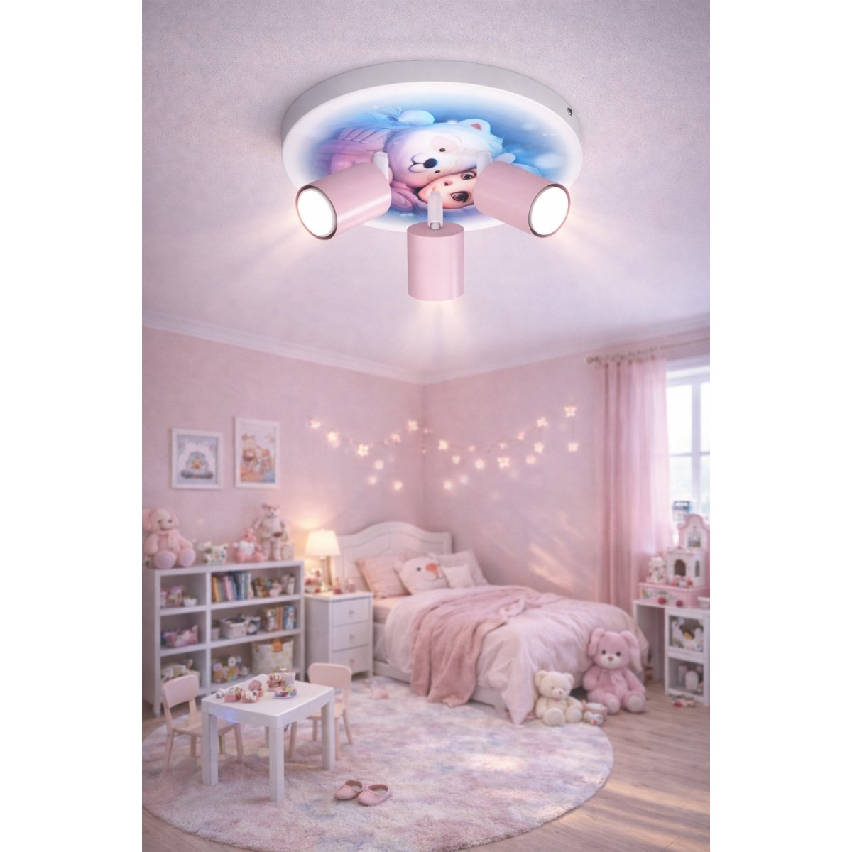 DZIECIĘCA LAMPA SUFITOWA DLA DZIEWCZYNKI WRÓŻKA LED GU10 NADRUK LASER