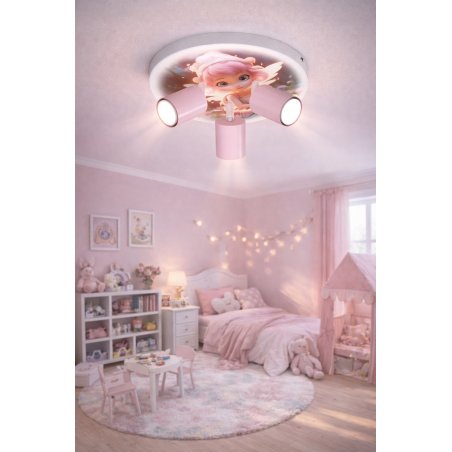 DZIECIĘCA LAMPA SUFITOWA DLA DZIEWCZYNKI WRÓŻKA LED GU10 NADRUK LASER