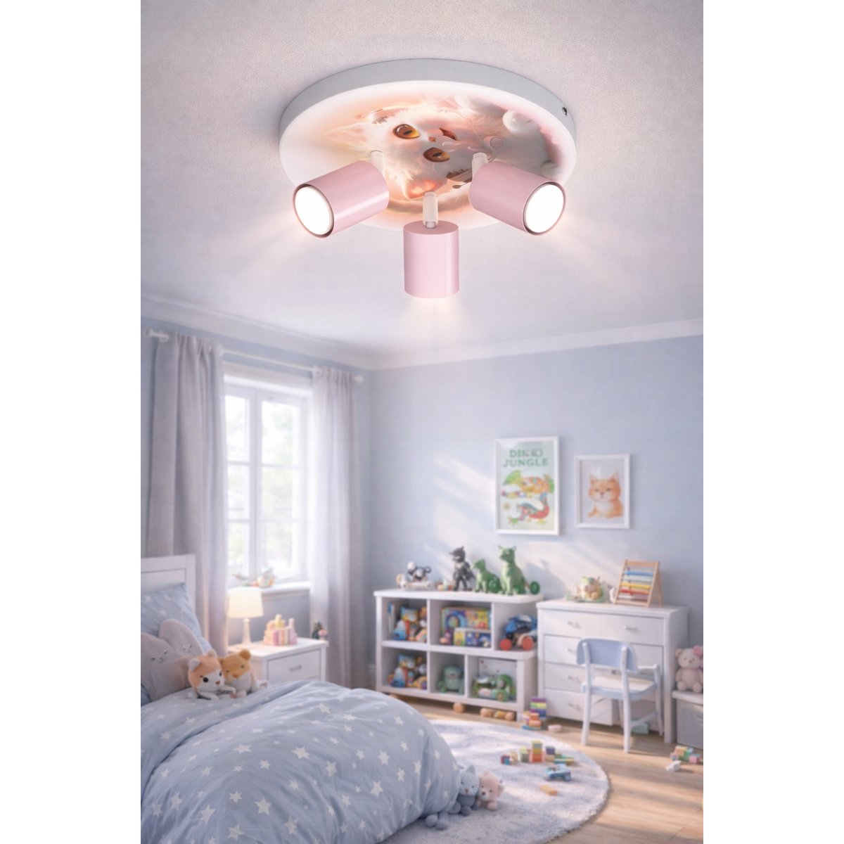 DZIECIĘCA LAMPA SUFITOWA DLA DZIEWCZYNKI JEDNOROŻEC LED GU10 NADRUK LASER