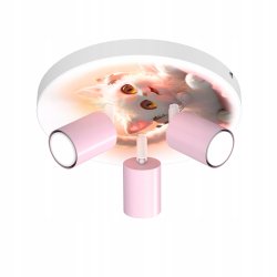 DZIECIĘCA LAMPA SUFITOWA DLA DZIEWCZYNKI KOTEK LED POLSKA LAMPA GU10 NADRUK
