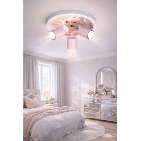 DZIECIĘCA LAMPA SUFITOWA DLA DZIEWCZYNKI KOTEK LED POLSKA LAMPA GU10 NADRUK