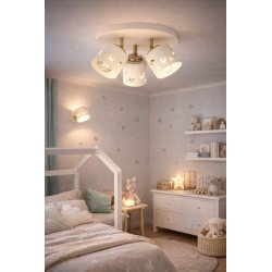 DZIEWCZĘCA LAMPA PLAFON SUFITOWA ŻYRANDOL LED 3XE27 BEŻOWA GWIAZDKI