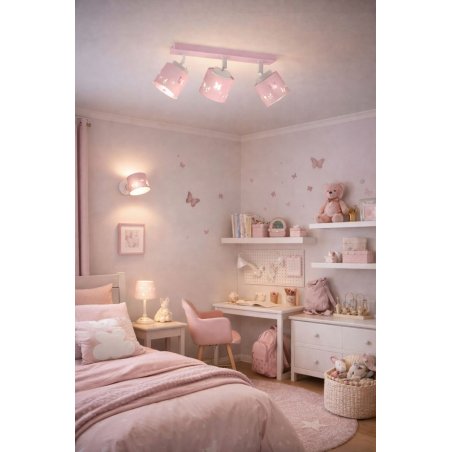 DZIEWCZĘCA LAMPA PLAFON SUFITOWA ŻYRANDOL LED 3XE27 BEŻOWA GWIAZDKI