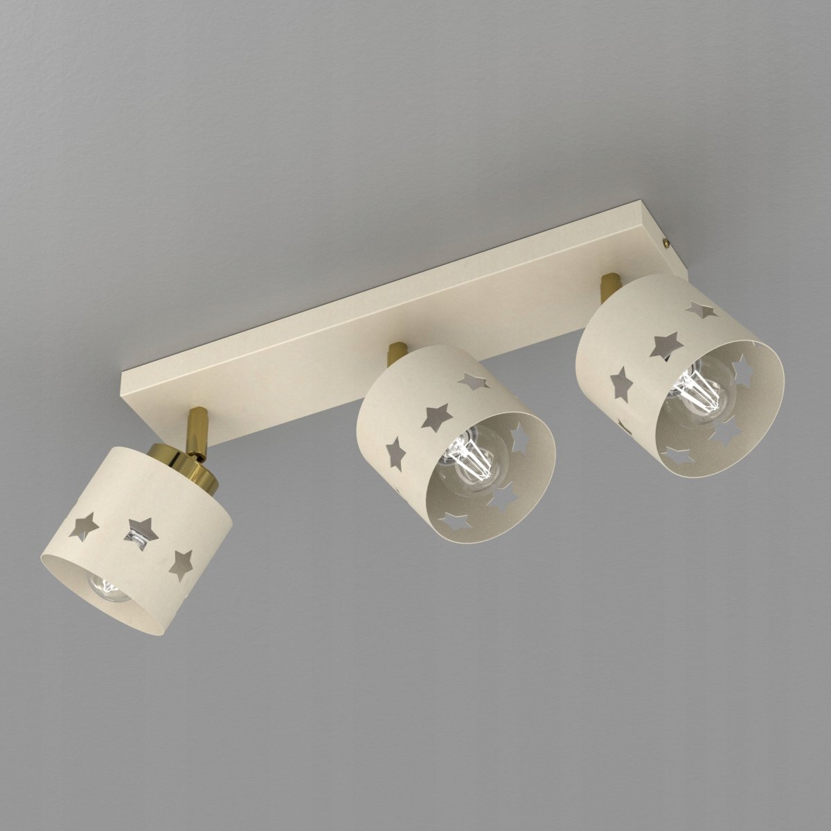 DZIEWCZĘCA LAMPA PLAFON SUFITOWA ŻYRANDOL LED 3XE27 BEŻOWA GWIAZDKI