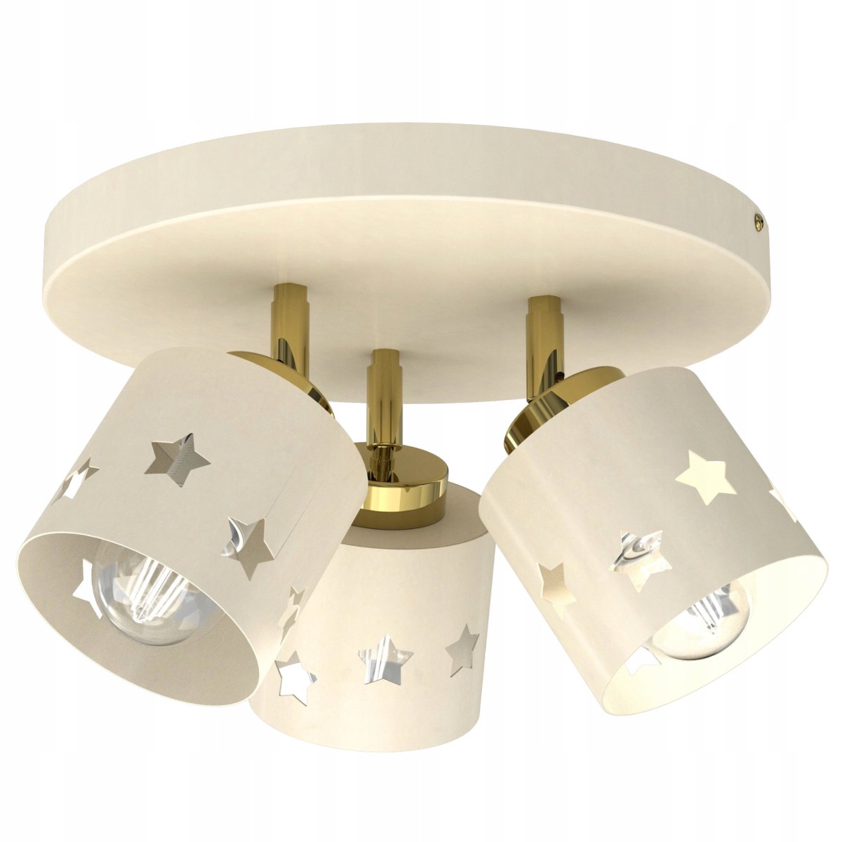 DZIEWCZĘCA LAMPA PLAFON SUFITOWA ŻYRANDOL LED 3XE27 BEŻOWA GWIAZDKI