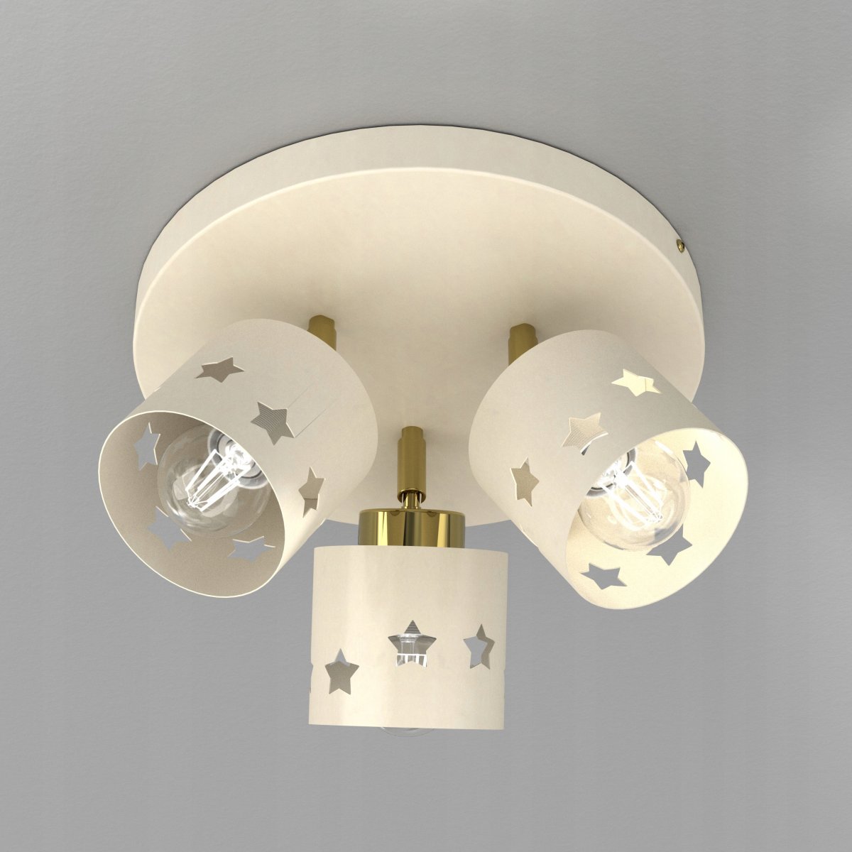 DZIEWCZĘCA LAMPA PLAFON SUFITOWA ŻYRANDOL LED 3XE27 BEŻOWA GWIAZDKI
