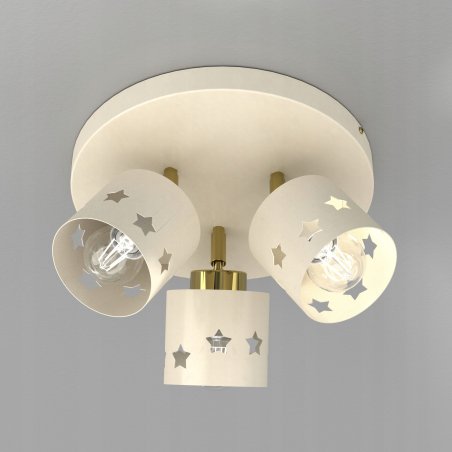 DZIEWCZĘCA LAMPA PLAFON SUFITOWA ŻYRANDOL LED 3XE27 BEŻOWA GWIAZDKI