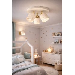 DZIEWCZĘCA LAMPA PLAFON SUFITOWA ŻYRANDOL LED 3XE27 BEŻOWA GWIAZDKI
