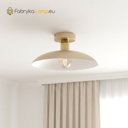 PLAFON LAMPA SUFITOWA ŻYRANDOL LOFT LED BEŻ GOLD E27 DUŻY KLOSZ KOLORY