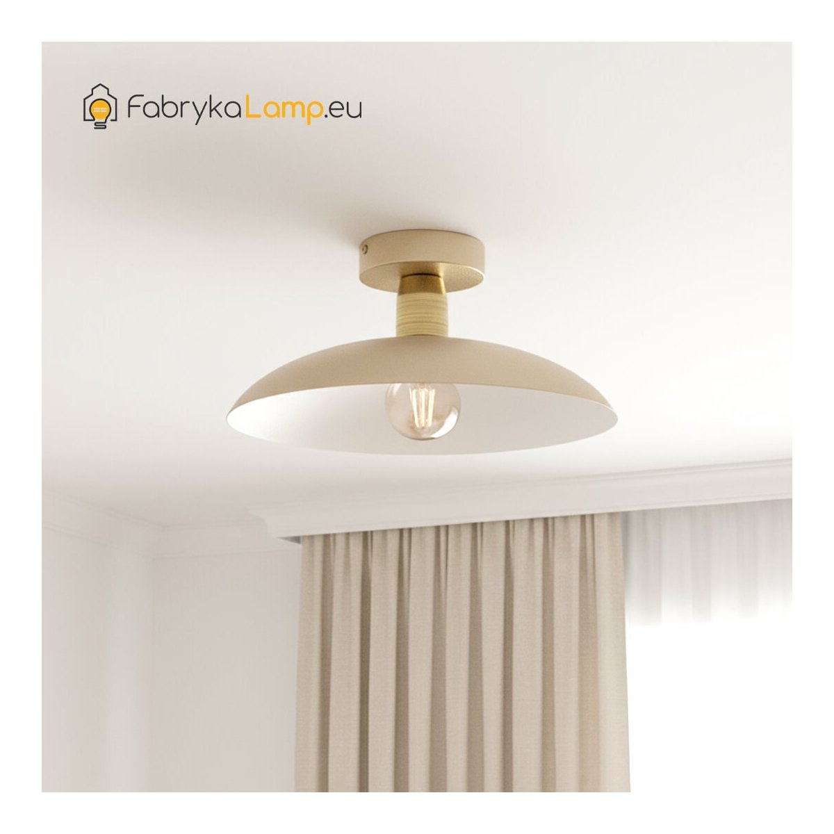 PLAFON LAMPA SUFITOWA ŻYRANDOL LOFT LED BEŻ GOLD E27 DUŻY KLOSZ KOLORY