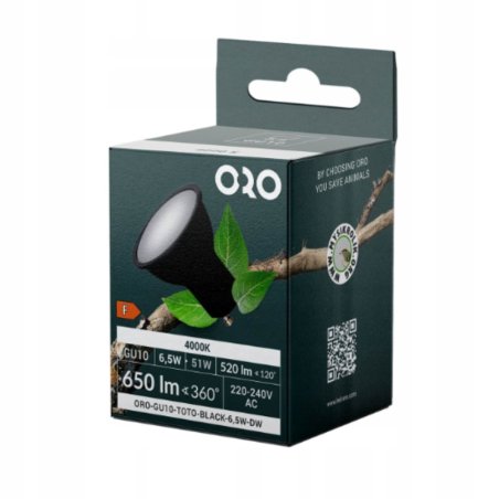 ŻARÓWKA LED GU10 430LM 6,5W DW NEUTRALNE ŚWIATŁO CZARNA BLACK