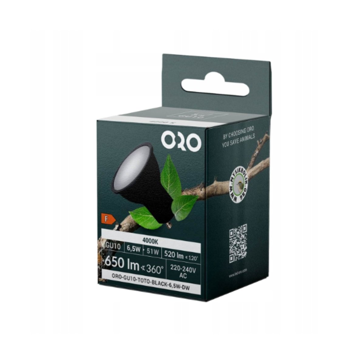 ŻARÓWKA LED GU10 430LM 6,5W DW NEUTRALNE ŚWIATŁO CZARNA BLACK
