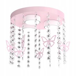 ŻYRANDOL LAMPA SUFITOWA DLA DZIEWCZYNKI KRYSZTAŁKI RÓŻOWA GX53 LED MOTYL