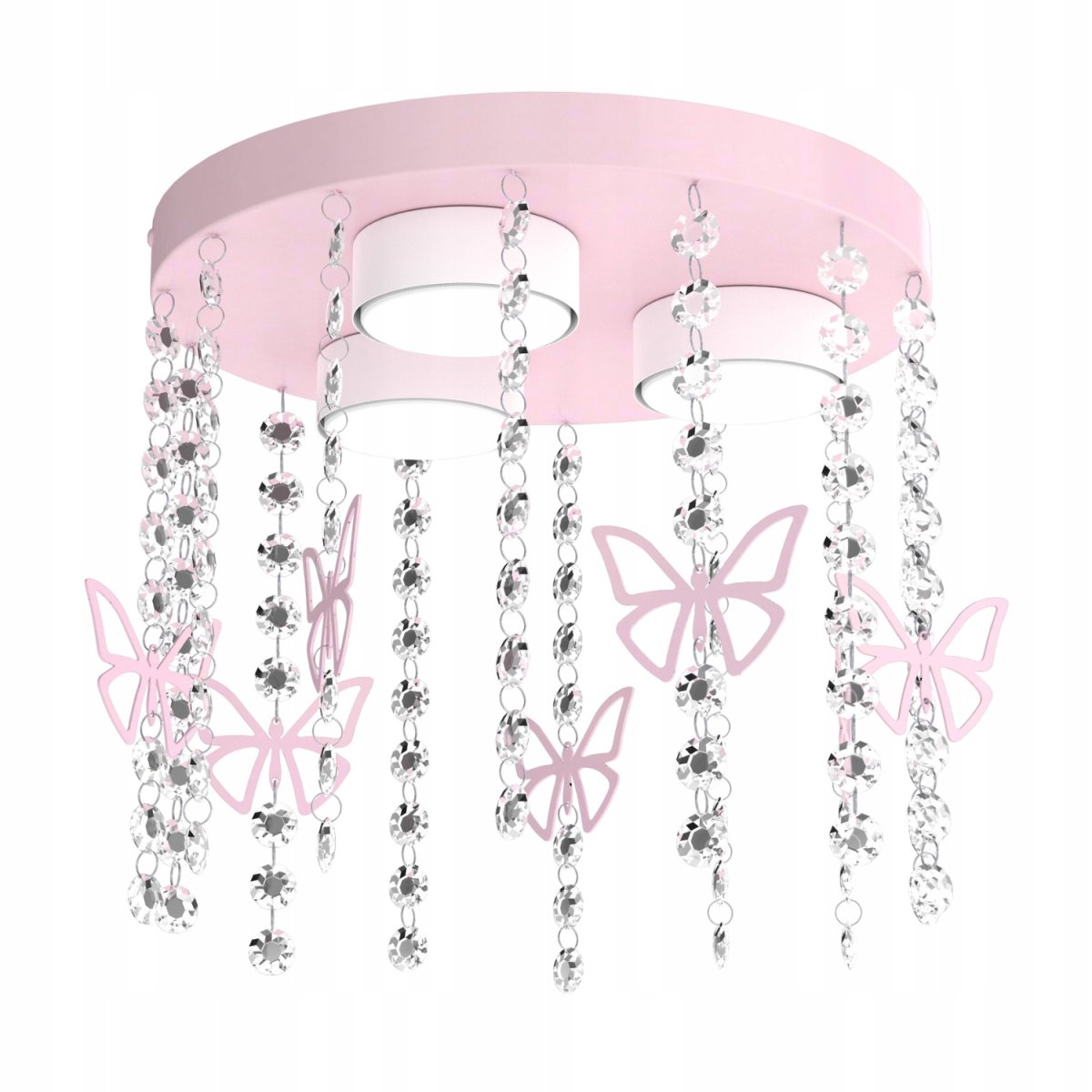 ŻYRANDOL LAMPA SUFITOWA DLA DZIEWCZYNKI KRYSZTAŁKI RÓŻOWA GX53 LED MOTYL