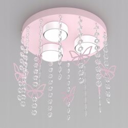 ŻYRANDOL LAMPA SUFITOWA DLA DZIEWCZYNKI KRYSZTAŁKI RÓŻOWA GX53 LED MOTYL