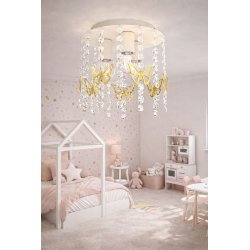 ŻYRANDOL LAMPA SUFITOWA DLA DZIEWCZYNKI KRYSZTAŁKI RÓŻOWA GX53 LED MOTYL