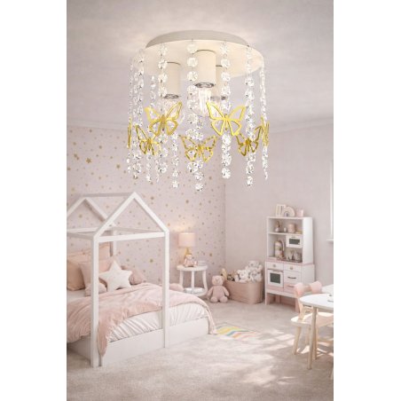 ŻYRANDOL LAMPA SUFITOWA DLA DZIEWCZYNKI KRYSZTAŁKI RÓŻOWA GX53 LED MOTYL