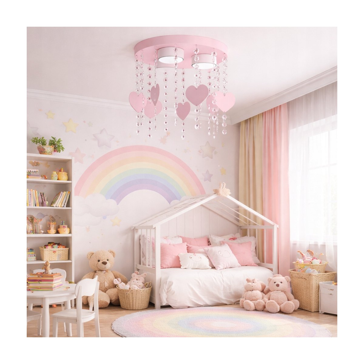 ŻYRANDOL LAMPA SUFITOWA DLA DZIEWCZYNKI KRYSZTAŁKI RÓŻOWA GX53 LED MOTYL