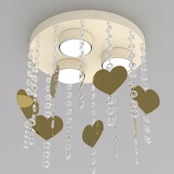 ŻYRANDOL LAMPA SUFITOWA DLA DZIEWCZYNKI KRYSZTAŁKI BEŻOWA ZŁOTA GX53 LED