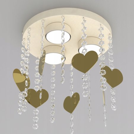 ŻYRANDOL LAMPA SUFITOWA DLA DZIEWCZYNKI KRYSZTAŁKI BEŻOWA ZŁOTA GX53 LED