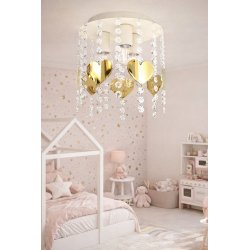 ŻYRANDOL LAMPA SUFITOWA DLA DZIEWCZYNKI KRYSZTAŁKI BEŻOWA ZŁOTA GX53 LED