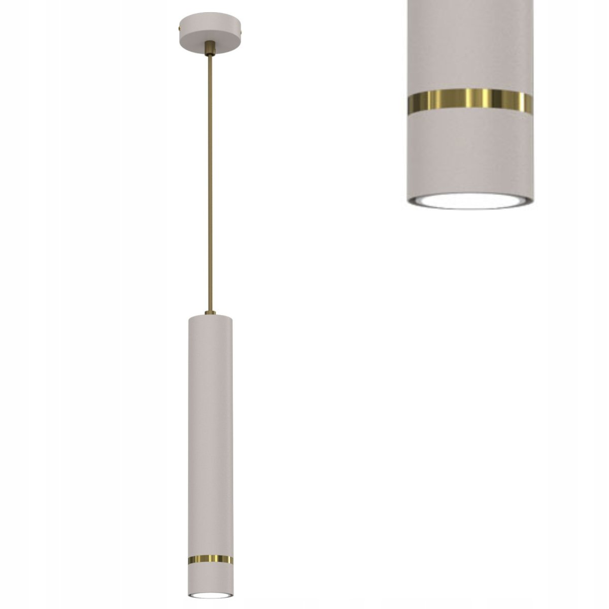 LAMPA WISZĄCA SUFITOWA TUBA LED GU10 OZDOBNY PASEK JASNY KASZMIR ZŁOTY