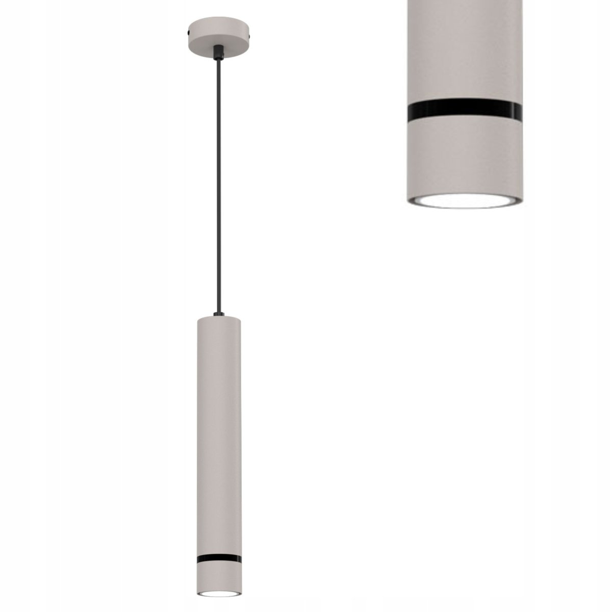 LAMPA WISZĄCA SUFITOWA TUBA LED GU10 OZDOBNY PASEK JASNY KASZMIR CZARNY