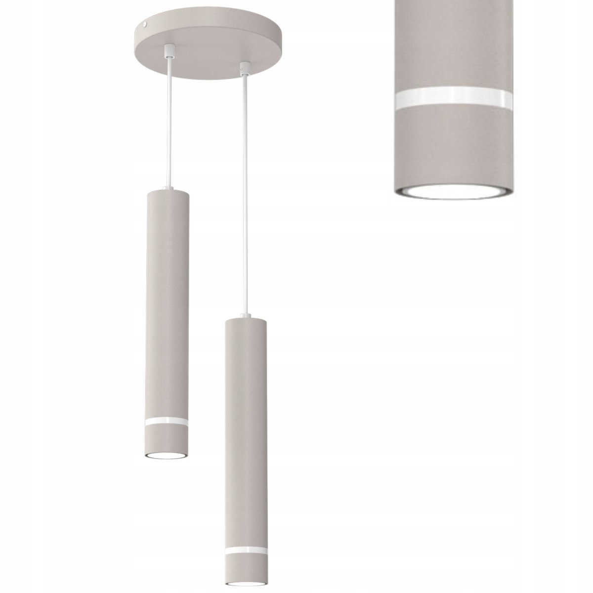 LAMPA WISZĄCA SUFITOWA TUBA LED GU10 OZDOBNY PASEK JASNY KASZMIR BIAŁY