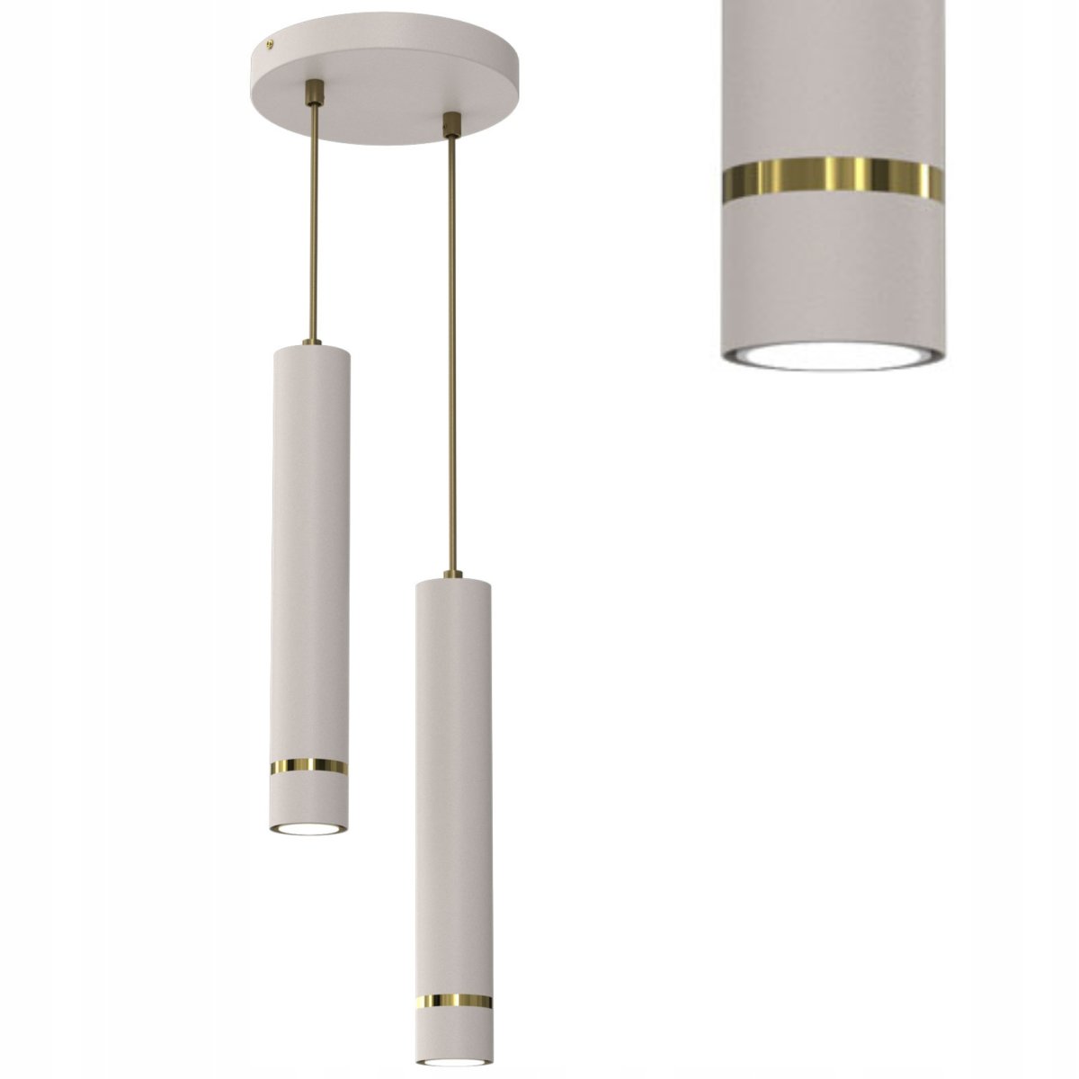 LAMPA WISZĄCA SUFITOWA TUBA LED GU10 OZDOBNY PASEK JASNY KASZMIR ZŁOTY 2PKT