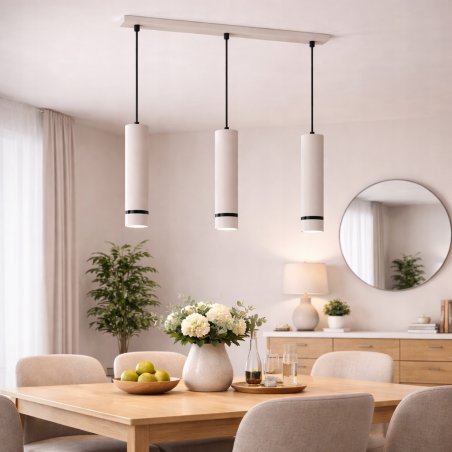 LAMPA WISZĄCA SUFITOWA TUBA LED GU10 OZDOBNY PASEK JASNY KASZMIR BIAŁY