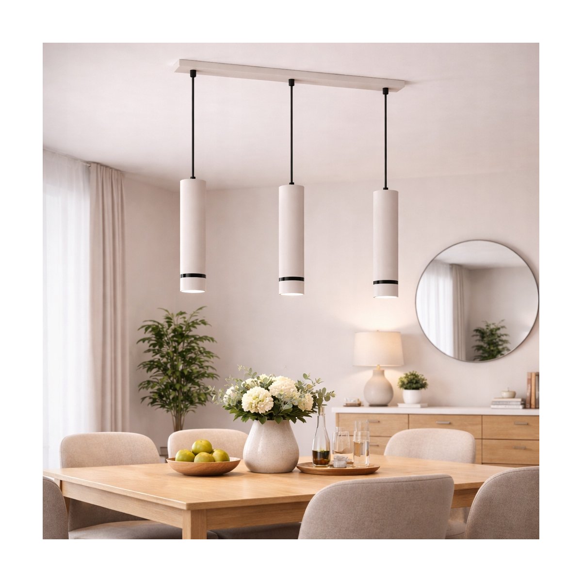 LAMPA WISZĄCA SUFITOWA TUBA LED GU10 OZDOBNY PASEK JASNY KASZMIR CZARNY