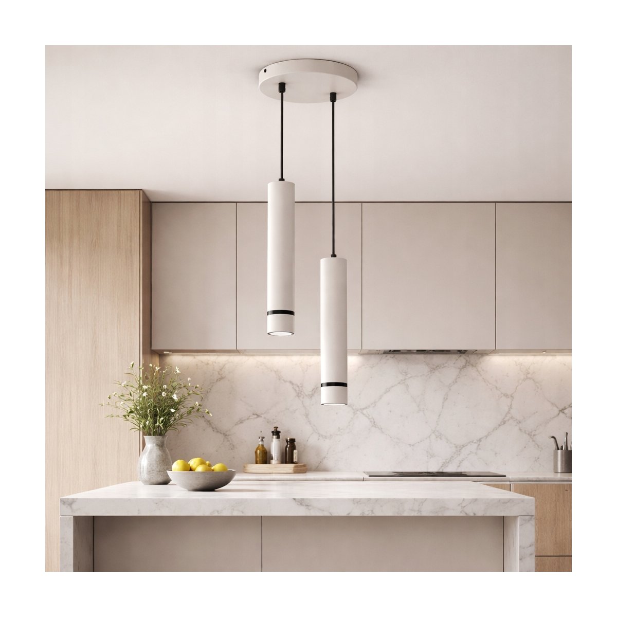 LAMPA WISZĄCA SUFITOWA TUBA LED GU10 OZDOBNY PASEK JASNY KASZMIR CZARNY