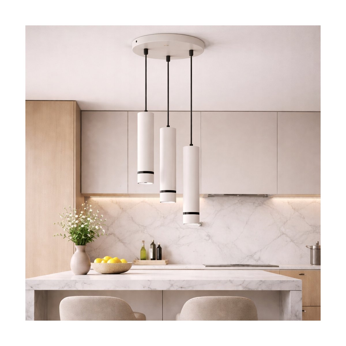 LAMPA WISZĄCA SUFITOWA TUBA LED GU10 OZDOBNY PASEK JASNY KASZMIR CZARNY
