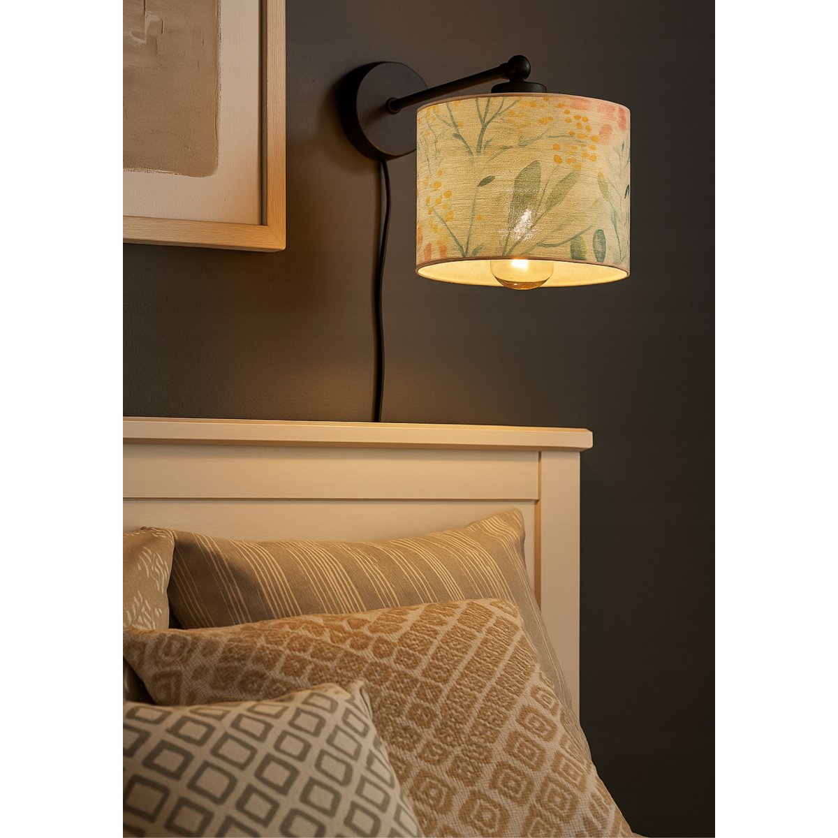 ABAŻUR WALEC DO LAMPY WISZĄCEJ STOJĄCEJ KINKIETU KWIATY KASZMIR E27 20 cm