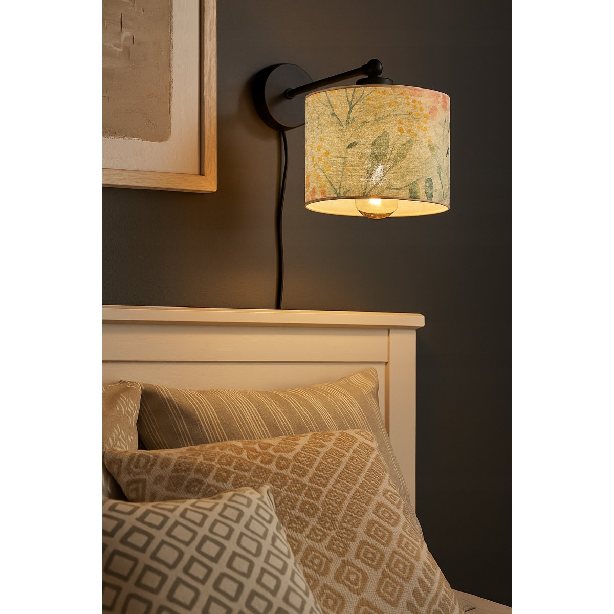 ABAŻUR WALEC DO LAMPY WISZĄCEJ STOJĄCEJ KINKIETU KWIATY KASZMIR E27 20 cm