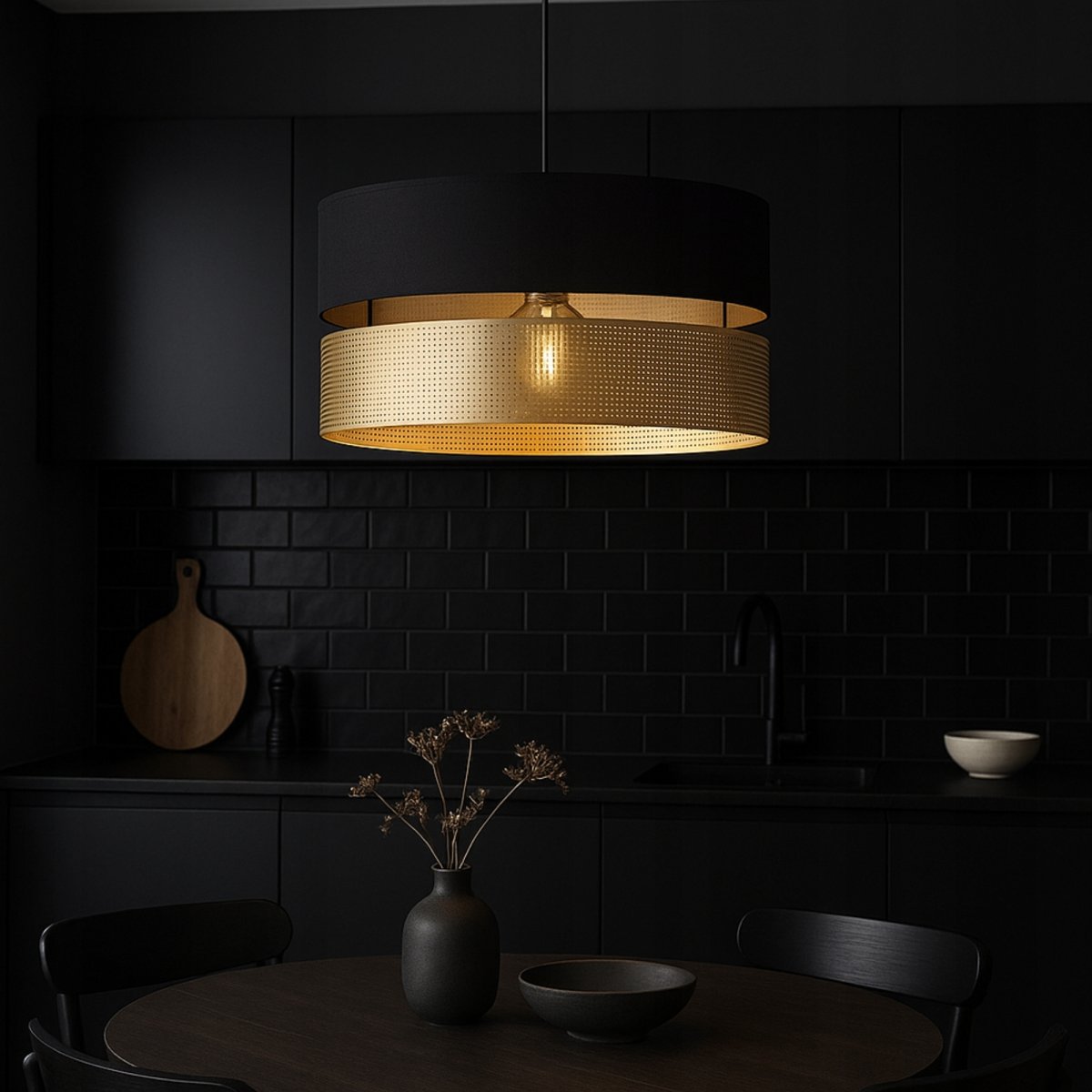 Nowoczesny czarno-złoty abażur XXL do lamp wiszących stojących 40 cm