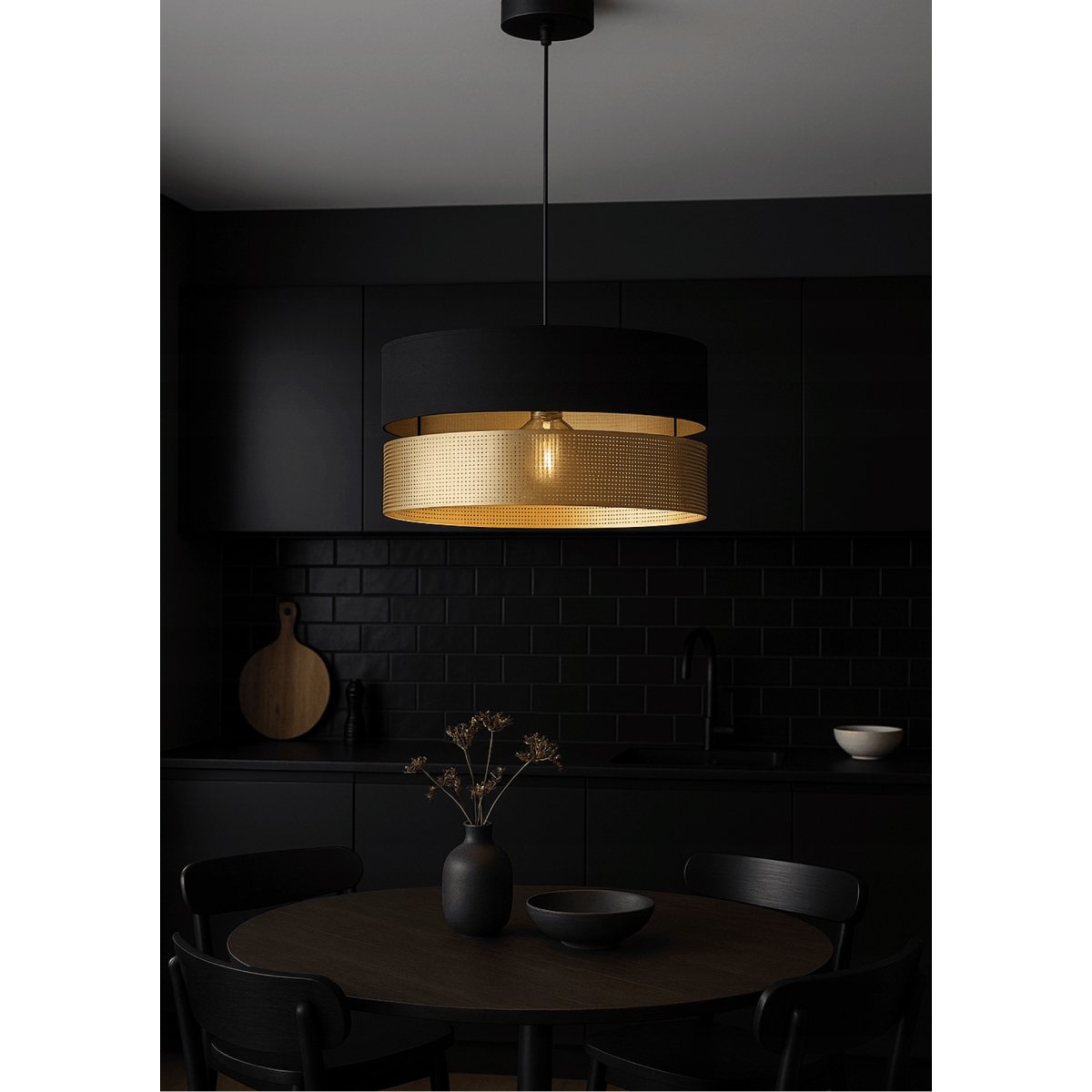 Nowoczesny czarno-złoty abażur XXL do lamp wiszących stojących 40 cm