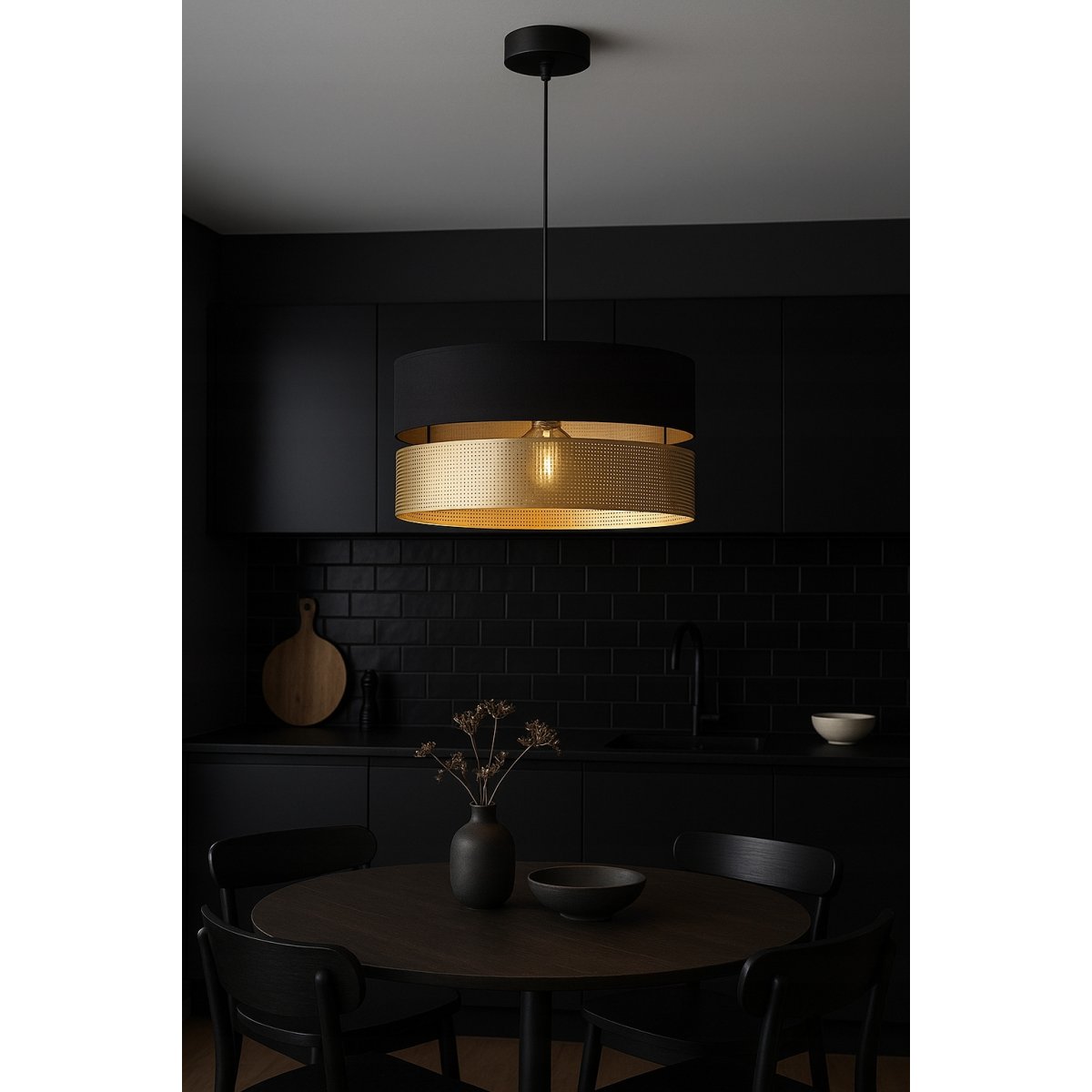 Nowoczesny czarno-złoty abażur XXL do lamp wiszących stojących 40 cm